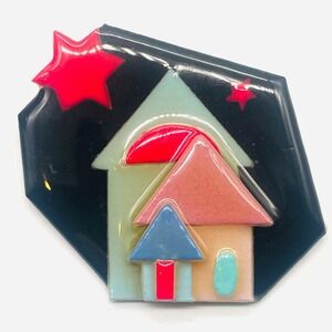 Lucinda House Pins Brooch Resin Geometric Night Sky Stars Celestial 2.25"x2.5"